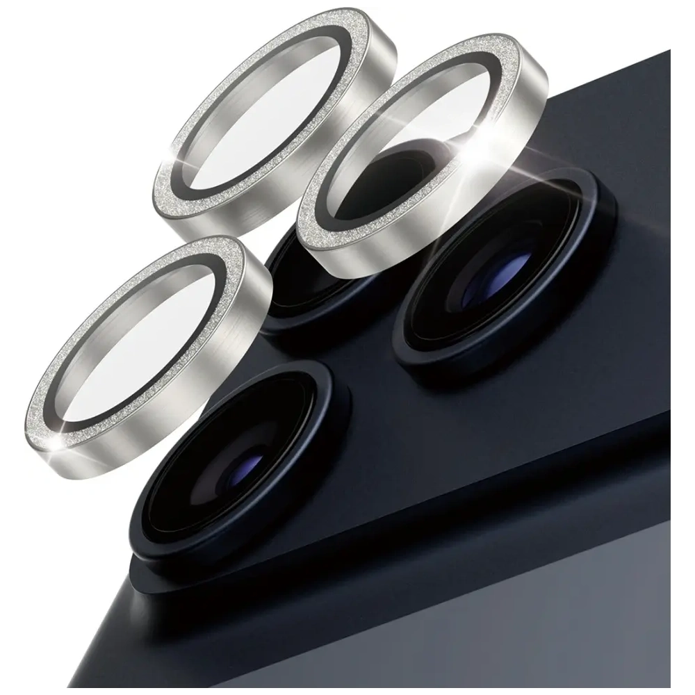 Szkło hartowane na obiektyw PanzerGlass Hoops Glitter do Apple iPhone 17 Pro / 17 Pro Max / 16 Pro / 16 Pro Max srebrny