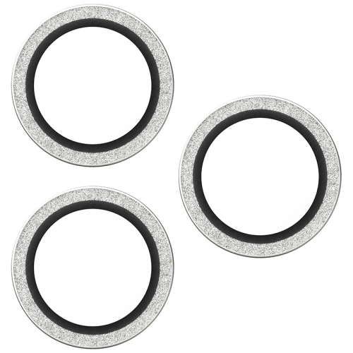 Szkło hartowane na obiektyw PanzerGlass Hoops Glitter do Apple iPhone 17 Pro / 17 Pro Max / 16 Pro / 16 Pro Max srebrny