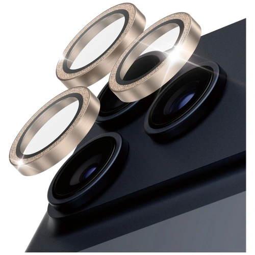 Szkło hartowane na obiektyw PanzerGlass Hoops Glitter do Apple iPhone 17 Pro / 17 Pro Max / 16 Pro / 16 Pro Max złoty