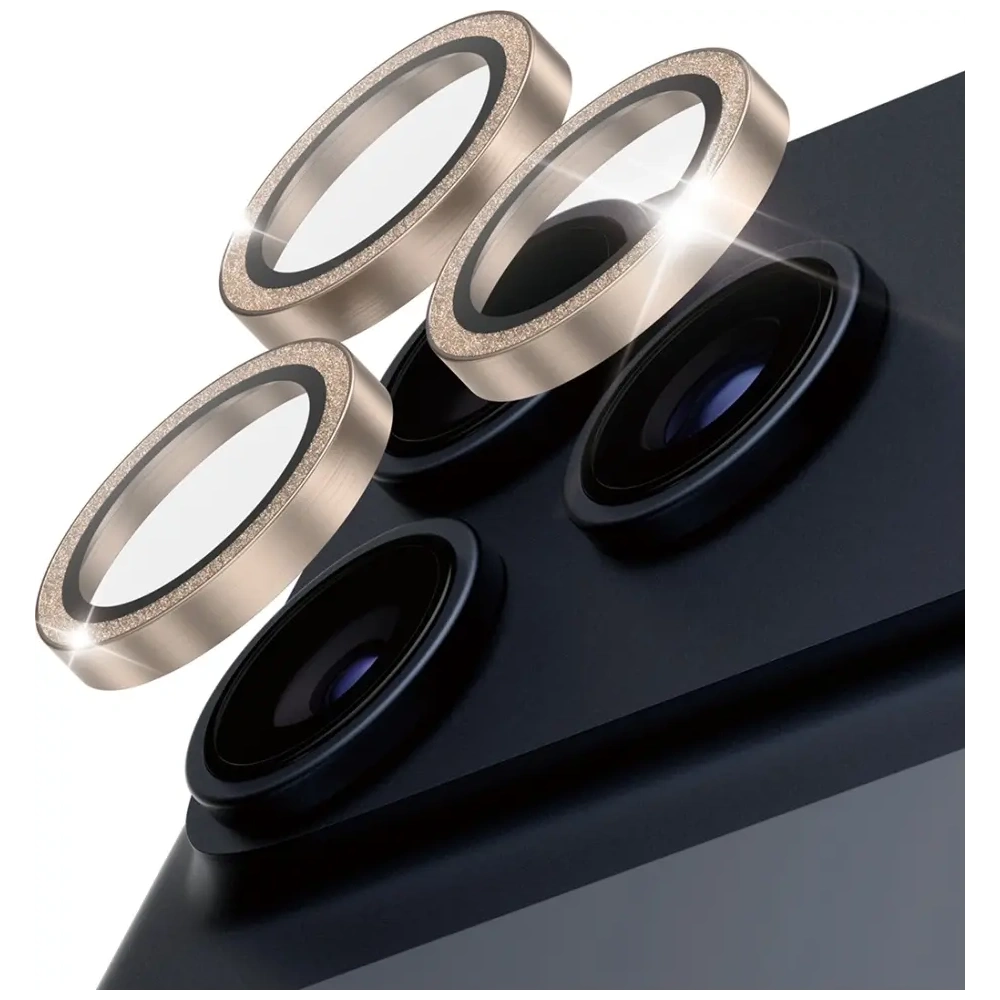 Szkło hartowane na obiektyw PanzerGlass Hoops Glitter do Apple iPhone 17 Pro / 17 Pro Max / 16 Pro / 16 Pro Max złoty