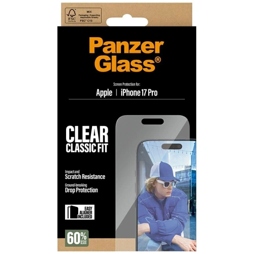 Szkło hartowane PanzerGlass Classic Fit EasyAligner do Apple iPhone 17 Pro