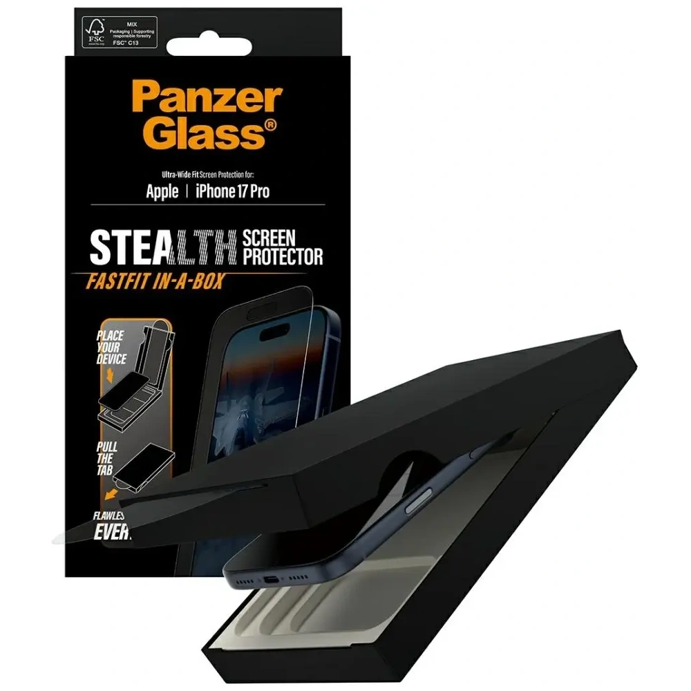 Szkło hartowane PanzerGlass Stealth Ultra-Wide Fit Fastfit do Apple iPhone 17 Pro