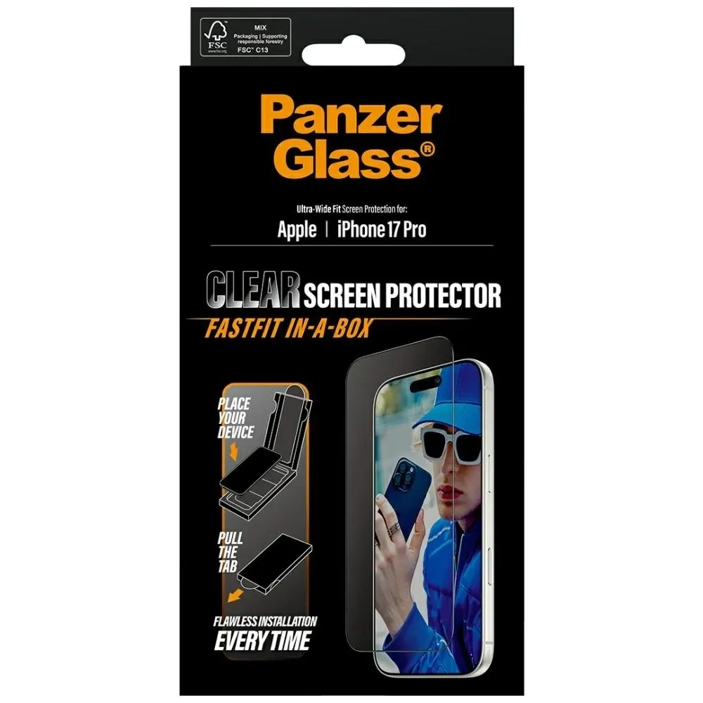 Szkło hartowane PanzerGlass Ultra-Wide Fit Fastfit do Apple iPhone 17 Pro