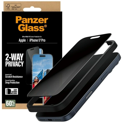 Szkło prywatyzujące PanzerGlass Ultra-Wide Fit EasyAligner do Apple iPhone 17 Pro
