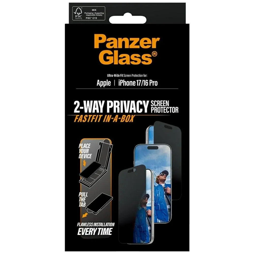 Szkło prywatyzujące PanzerGlass Ultra-Wide Fit Fastfit do Apple iPhone 17 / 16 Pro