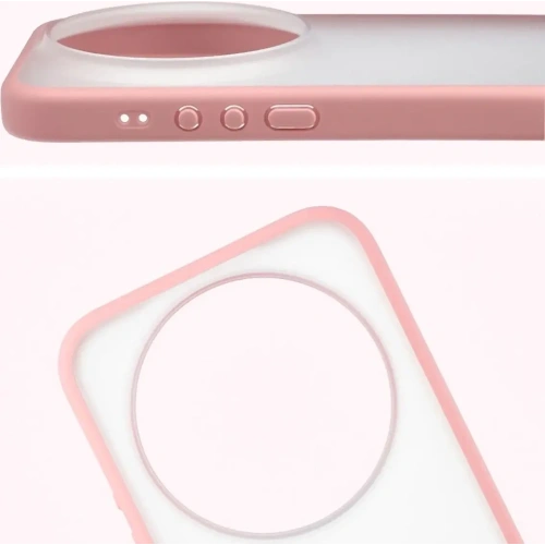 Etui Bizon Case Angelo do Xiaomi 17 Ultra półprzezroczyste z jasnoróżową ramką