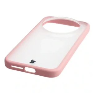 Etui Bizon Case Angelo do Xiaomi 17 Ultra półprzezroczyste z jasnoróżową ramką
