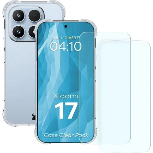 Elastyczne etui + 2x szkło hartowane Bizon Case Clear Pack do Xiaomi 17
