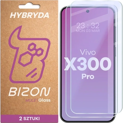 Elastyczne szkło hybrydowe Bizon Glass Mule Duo do Vivo X300 Pro [2 PACK]