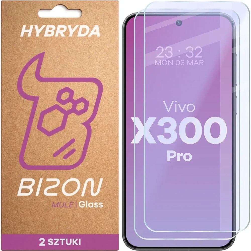 Elastyczne szkło hybrydowe Bizon Glass Mule Duo do Vivo X300 Pro [2 PACK]