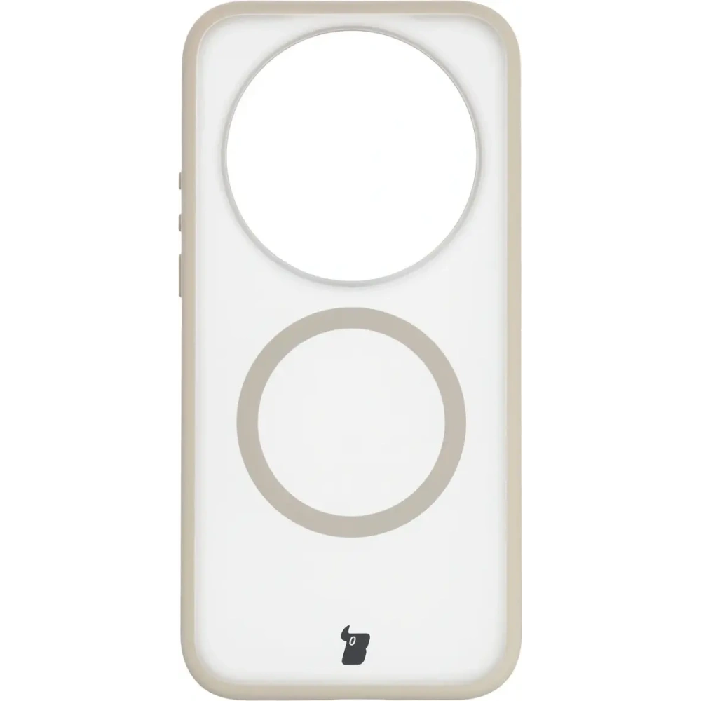 Etui z pierścieniem magnetycznym Bizon Case MatteO do Xiaomi 17 Ultra przydymione-beżowe