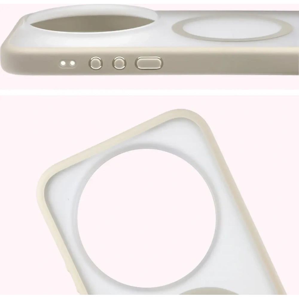 Etui z pierścieniem magnetycznym Bizon Case MatteO do Xiaomi 17 Ultra przydymione-beżowe