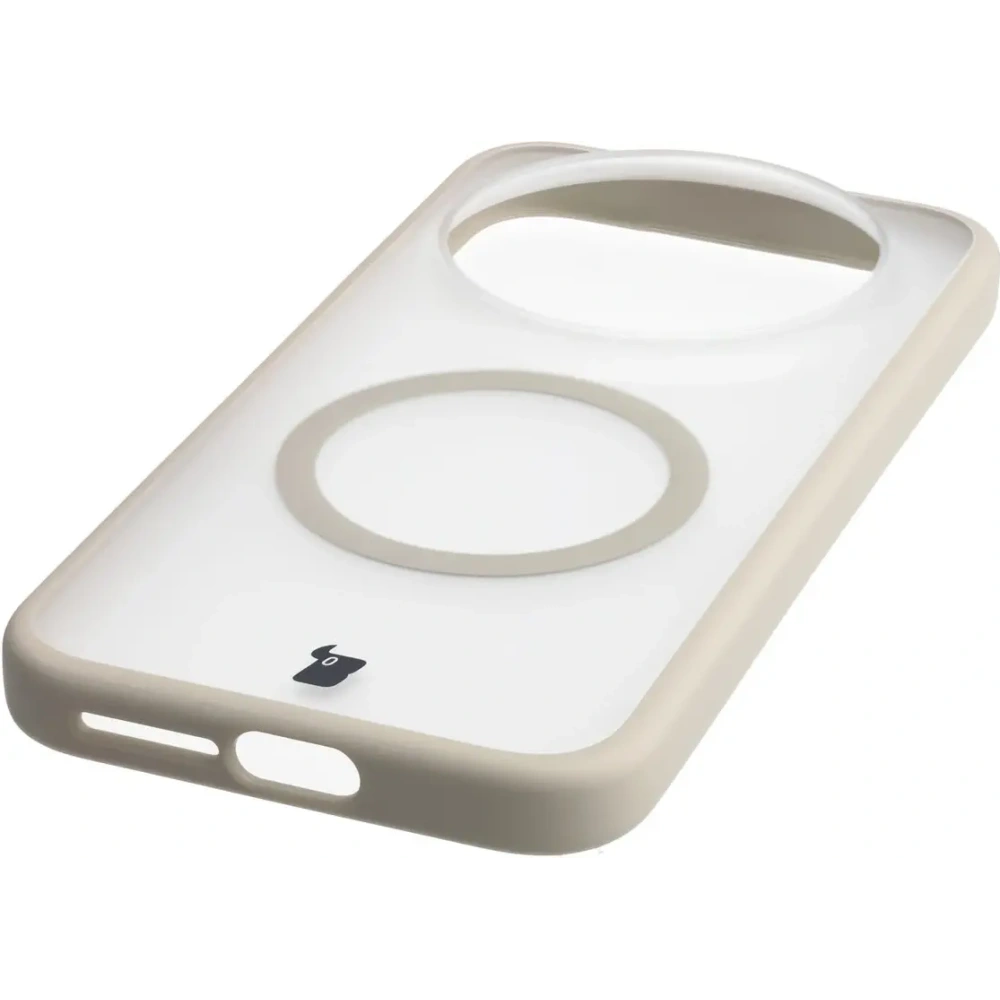 Etui z pierścieniem magnetycznym Bizon Case MatteO do Xiaomi 17 Ultra przydymione-beżowe