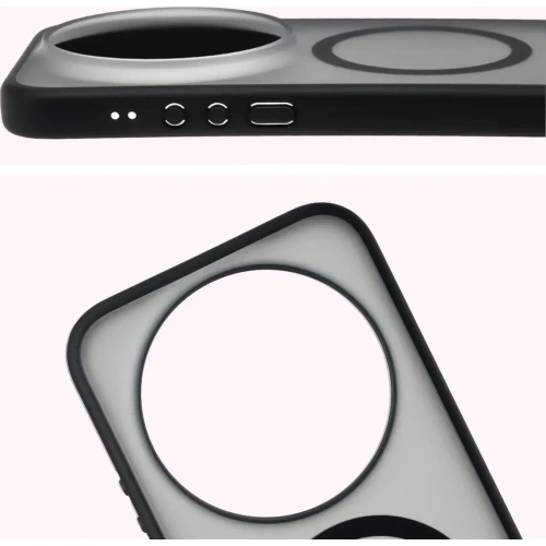 Etui z pierścieniem magnetycznym Bizon Case MatteO do Xiaomi 17 Ultra przydymione-czarne