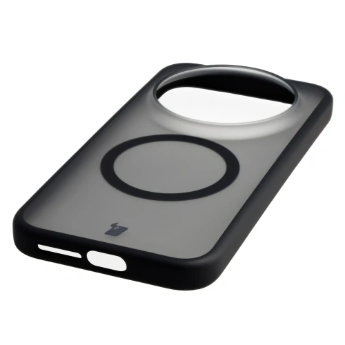 Etui z pierścieniem magnetycznym Bizon Case MatteO do Xiaomi 17 Ultra przydymione-czarne