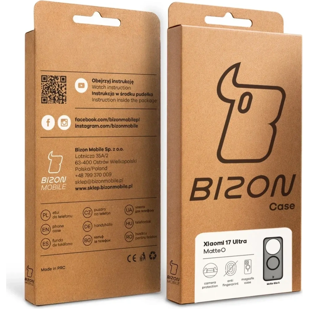 Etui z pierścieniem magnetycznym Bizon Case MatteO do Xiaomi 17 Ultra przydymione-czarne