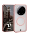 Etui z pierścieniem magnetycznym Bizon Case MatteO do Xiaomi 17 Ultra przydymione-jasnoróżowe