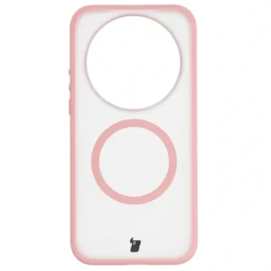 Etui z pierścieniem magnetycznym Bizon Case MatteO do Xiaomi 17 Ultra przydymione-jasnoróżowe