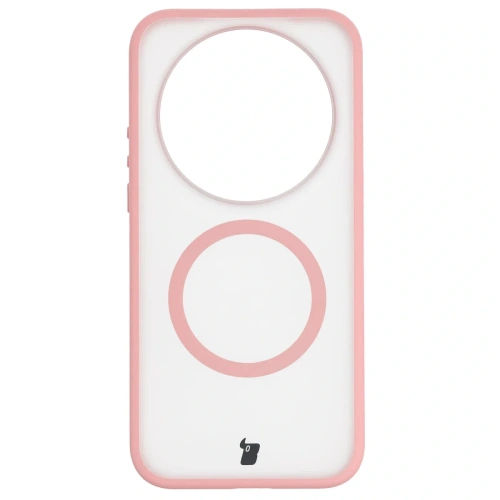 Etui z pierścieniem magnetycznym Bizon Case MatteO do Xiaomi 17 Ultra przydymione-jasnoróżowe