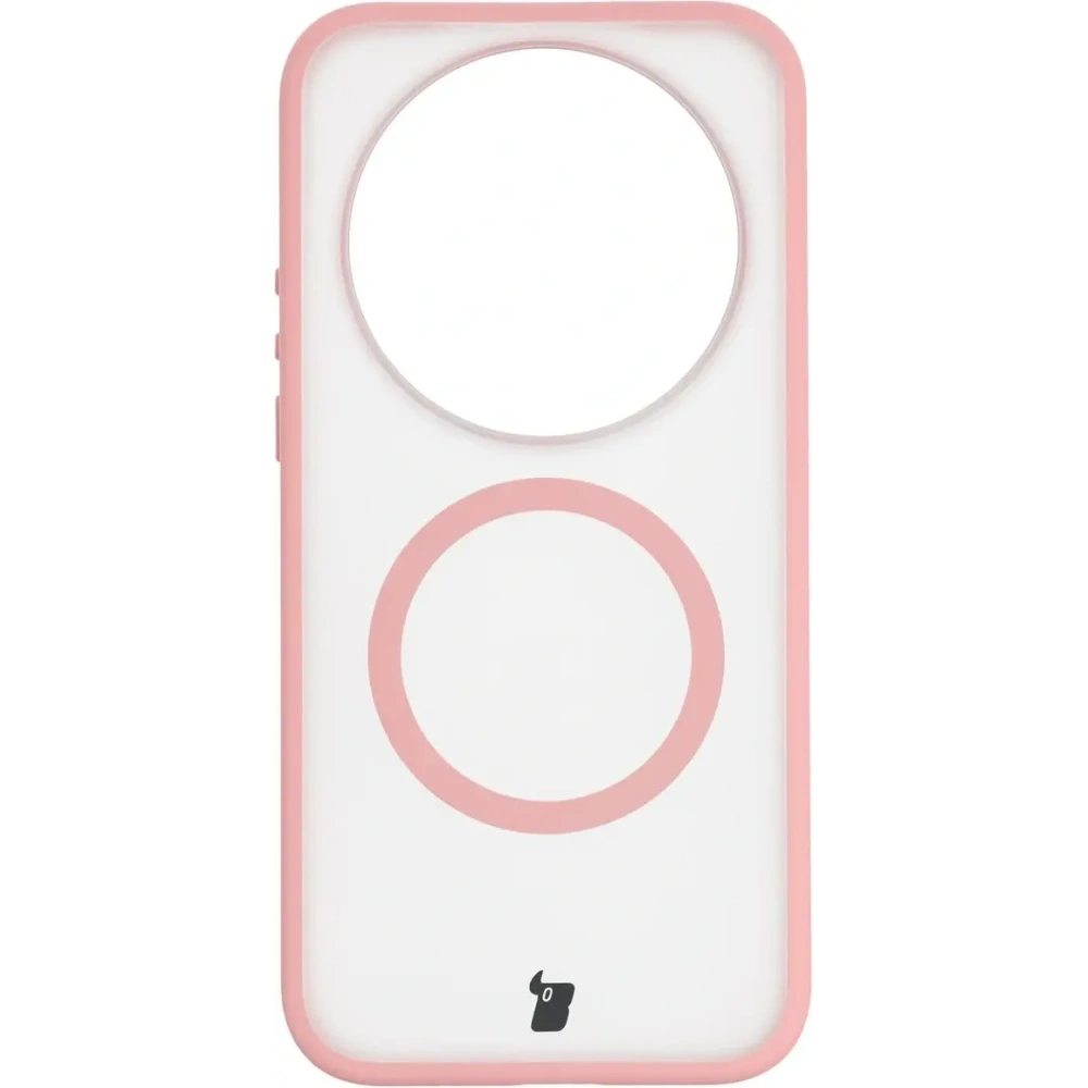 Etui z pierścieniem magnetycznym Bizon Case MatteO do Xiaomi 17 Ultra przydymione-jasnoróżowe