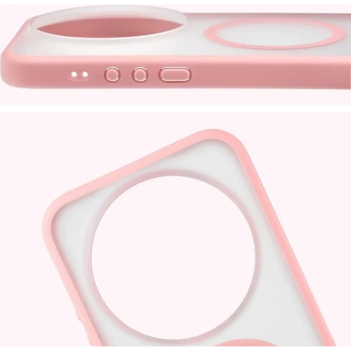 Etui z pierścieniem magnetycznym Bizon Case MatteO do Xiaomi 17 Ultra przydymione-jasnoróżowe