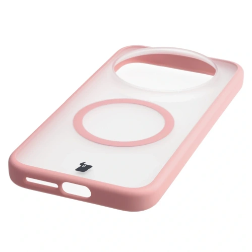 Etui z pierścieniem magnetycznym Bizon Case MatteO do Xiaomi 17 Ultra przydymione-jasnoróżowe