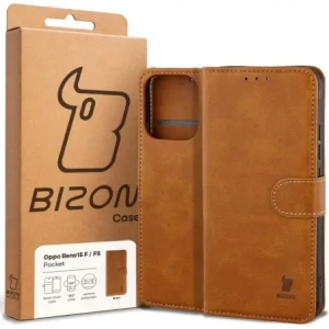 Etui z klapką Bizon Case Pocket do Oppo Reno 15 F / FS brązowe