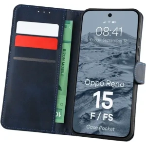 Etui z klapką Bizon Case Pocket do Oppo Reno 15 F / FS granatowe