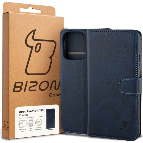 Etui z klapką Bizon Case Pocket do Oppo Reno 15 F / FS granatowe