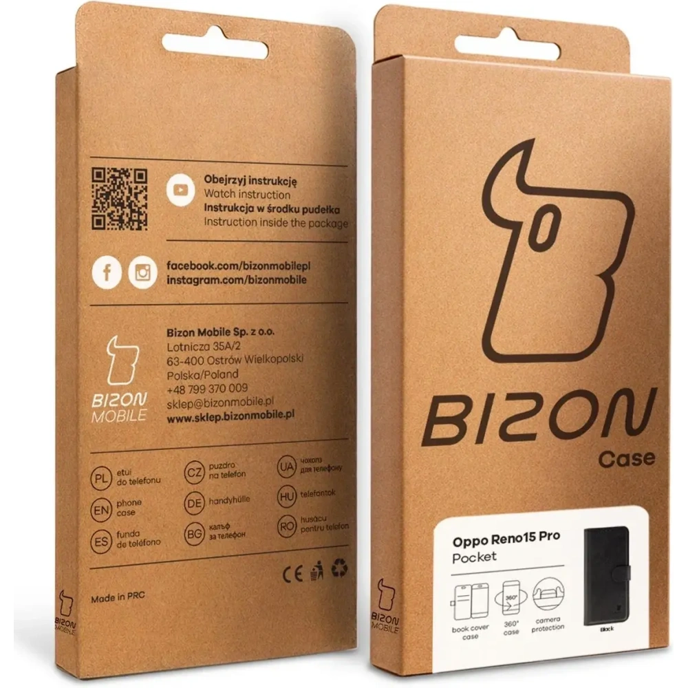 Etui z klapką Bizon Case Pocket do Oppo Reno 15 Pro czarne