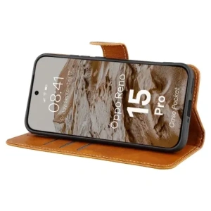 Etui z klapką Bizon Case Pocket do Oppo Reno 15 Pro brązowe