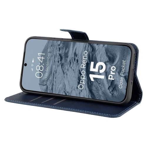 Etui z klapką Bizon Case Pocket do Oppo Reno 15 Pro granatowe