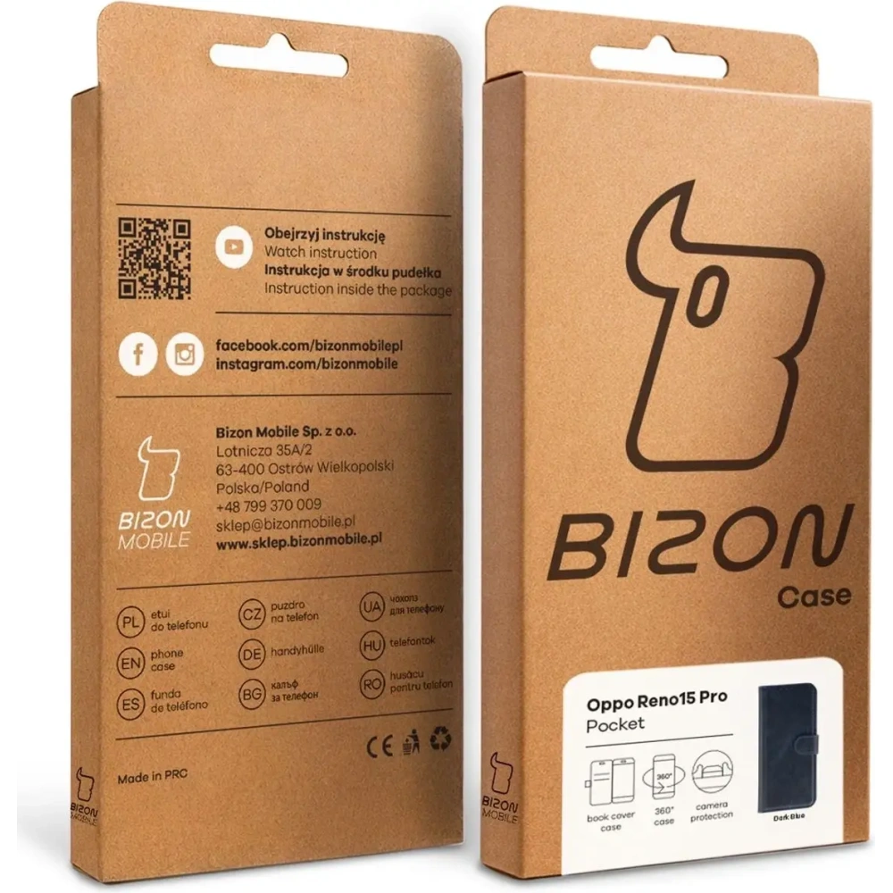 Etui z klapką Bizon Case Pocket do Oppo Reno 15 Pro granatowe