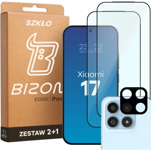 2x Szkło + szybka na aparat Bizon Edge Pack do Xiaomi 17