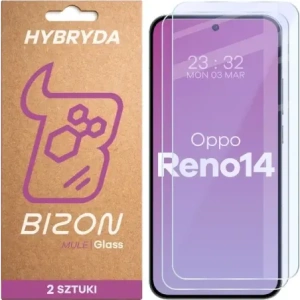 Elastyczne szkło hybrydowe Bizon Glass Mule Duo do Oppo Reno 14 [2 PACK]