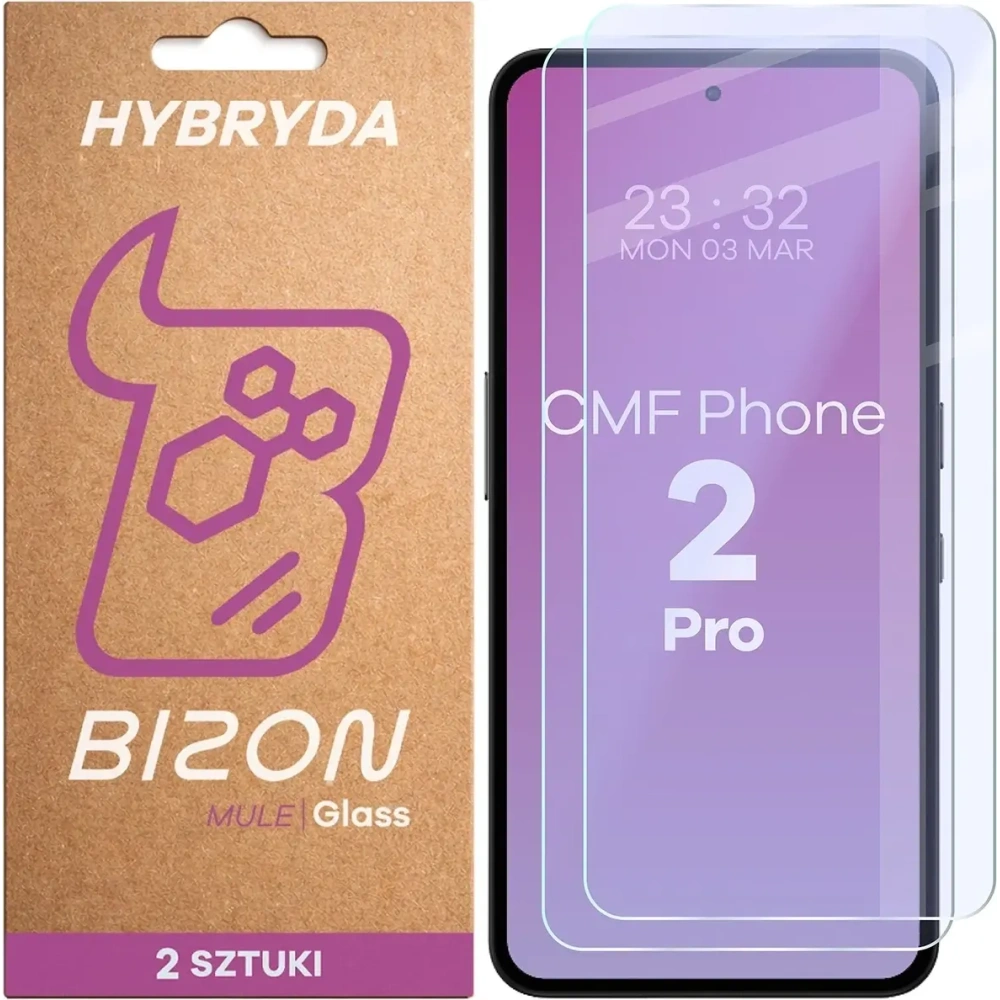 Elastyczne szkło hybrydowe Bizon Glass Mule Duo do Nothing CMF Phone 2 Pro [2 PACK]