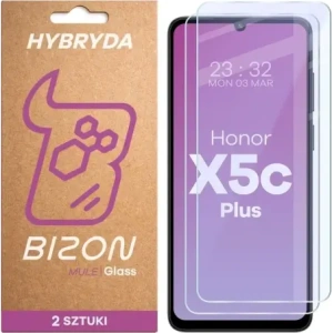 Elastyczne szkło hybrydowe Bizon Glass Mule Duo do Honor X5c Plus [2 PACK]