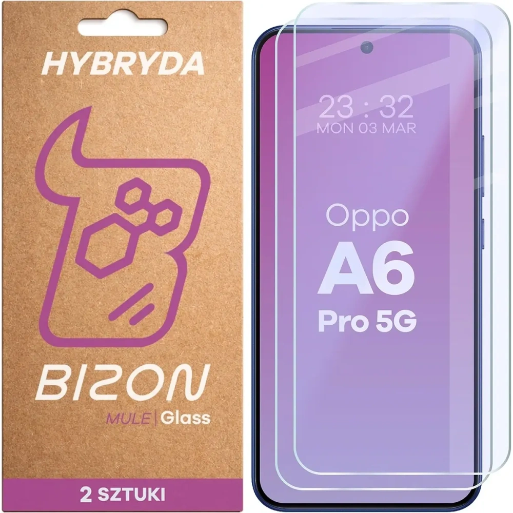 Elastyczne szkło hybrydowe Bizon Glass Mule Duo do Oppo A6 Pro 5G [2 PACK]