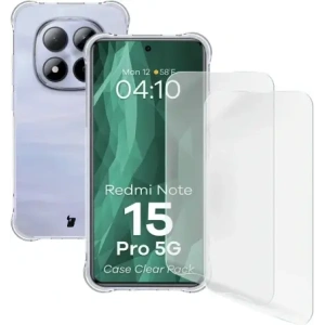 Elastyczne etui + 2x folia na ekran Bizon Case Clear Pack do Xiaomi Redmi Note 15 Pro 5G