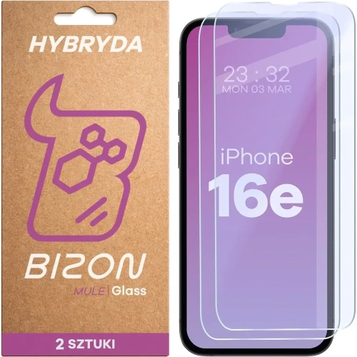 Elastyczne szkło hybrydowe Bizon Glass Mule Duo do Apple iPhone 16e [2 PACK]