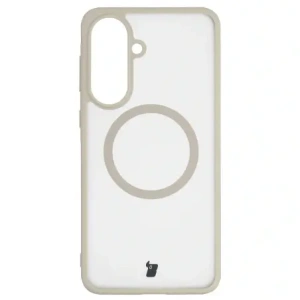 Etui z pierścieniem magnetycznym + szkło hartowane Bizon MatteO Pack do Samsung Galaxy A57 5G przydymione-beżowe