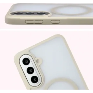 Etui z pierścieniem magnetycznym + szkło hartowane Bizon MatteO Pack do Samsung Galaxy A57 5G przydymione-beżowe