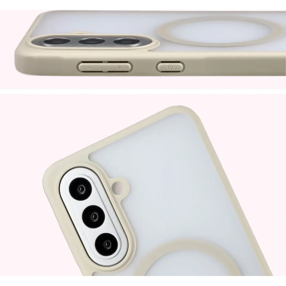 Etui z pierścieniem magnetycznym + szkło hartowane Bizon MatteO Pack do Samsung Galaxy A57 5G przydymione-beżowe