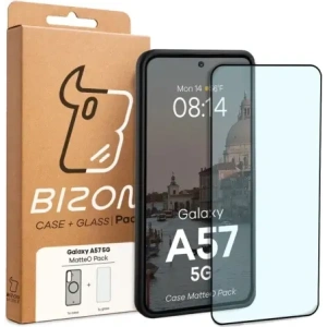 Etui z pierścieniem magnetycznym + szkło hartowane Bizon MatteO Pack do Samsung Galaxy A57 5G przydymione-czarne