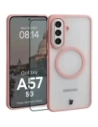 Etui z pierścieniem magnetycznym + szkło hartowane Bizon MatteO Pack do Samsung Galaxy A57 5G przydymione-jasnoróżowe