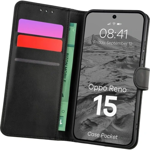 Etui z klapką Bizon Case Pocket do Oppo Reno 15 czarne