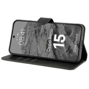 Etui z klapką Bizon Case Pocket do Oppo Reno 15 czarne