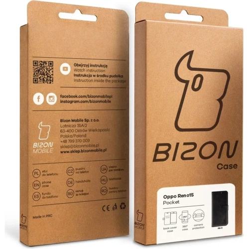 Etui z klapką Bizon Case Pocket do Oppo Reno 15 czarne