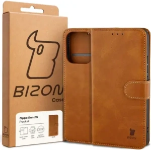 Etui z klapką Bizon Case Pocket do Oppo Reno 15 brązowe