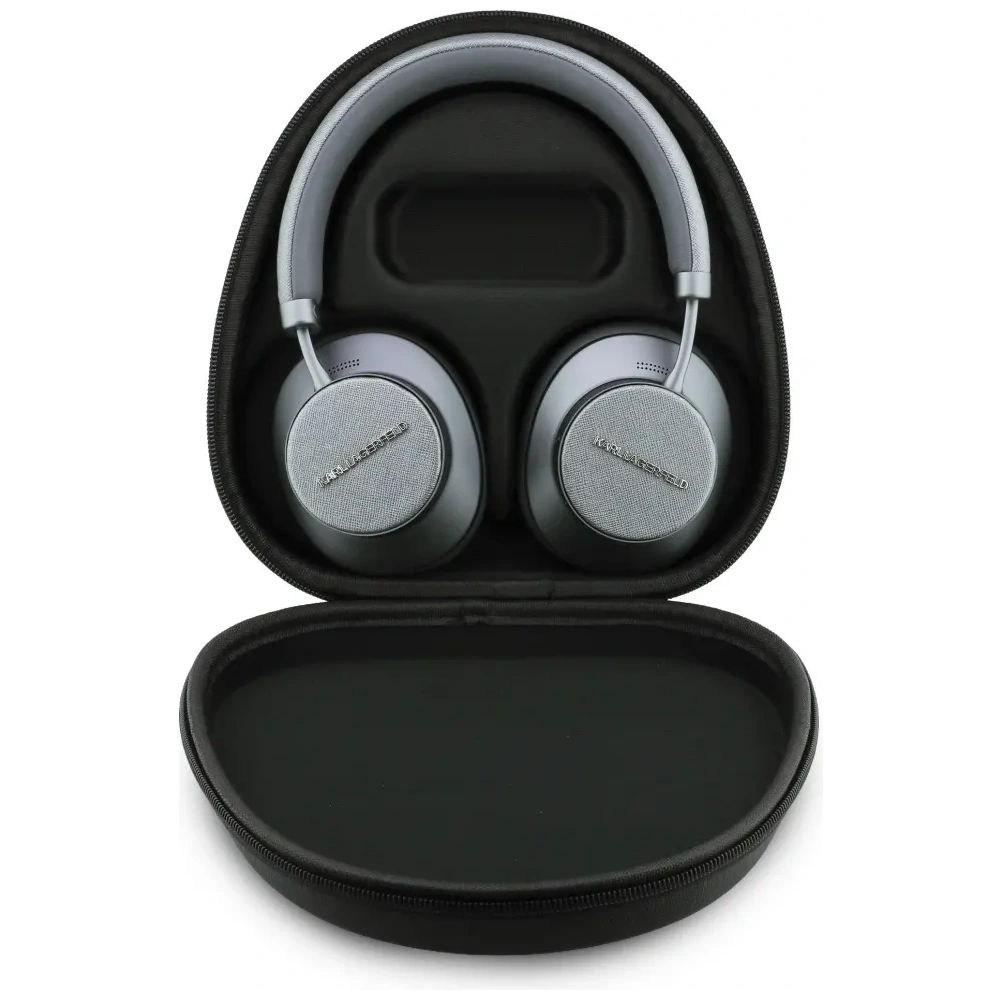 Bezprzewodowe słuchawki nauszne Karl Lagerfeld Saffiano Elongated Bluetooth ANC szary